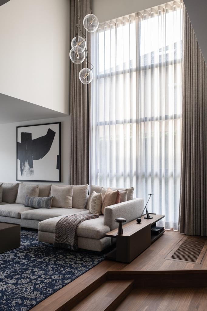 Double Heighted Curtains in a Modern Belgian Home